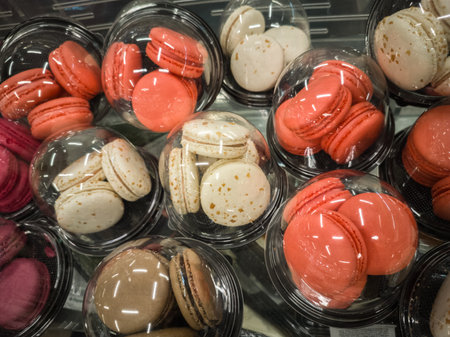 Small packages with macaroons. selective focusの写真素材