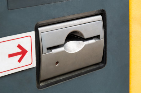 Close-up of cash acceptorの写真素材