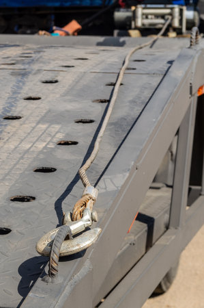 Empty tow truck on the road. tow hookの写真素材