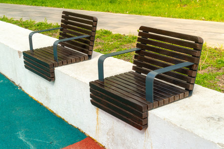 Unusual bench on a concrete parapet