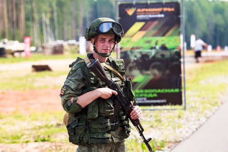 Russian army soldiers in combat gear. international army games 2018のeditorial素材