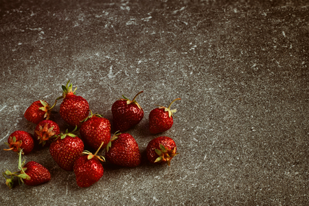 Strawberries on a granite board, strawberry love.top viewの写真素材