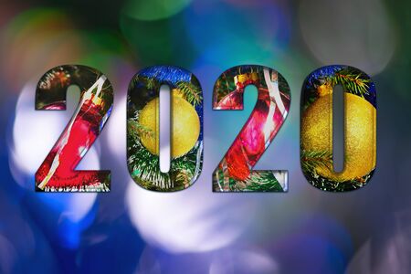 2020. New year background. The numbers 2020. Christmas decoration. Christmas background.Christmas...