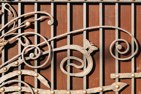 beautiful decorative metal elements forged wrought iron gates.