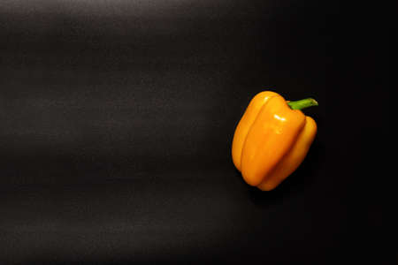Large yellow paprika on a black abstract surfaceの写真素材
