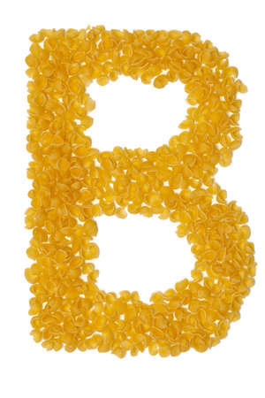 Letter B made from food on a white backgroundの写真素材