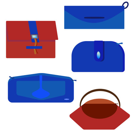 Stylish fashionable set of handmade women's handbags and clutchesの写真素材