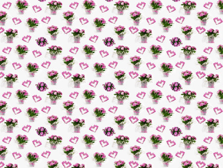 Light floral pattern with pink chrysanthemum and peonies flowersの写真素材
