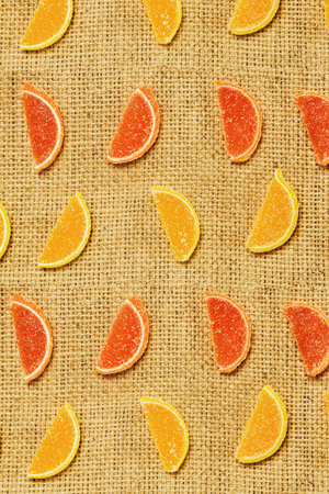 Pattern of marmalade fruit slices top viewの写真素材