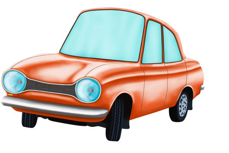 Retro car with big headlights and bizarre shapesの写真素材