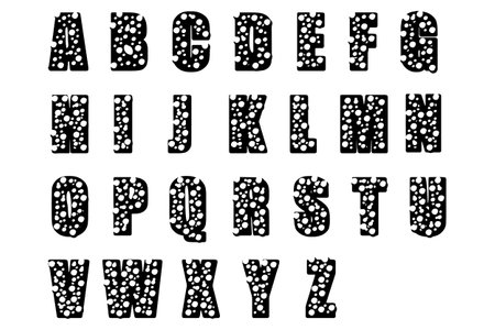 Black alphabet letters with many round perforationsのイラスト素材