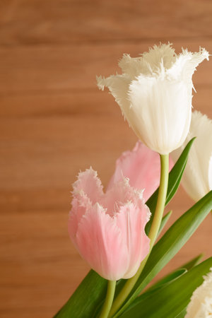 Studio vintage photo of a bouquet of tulips.の写真素材