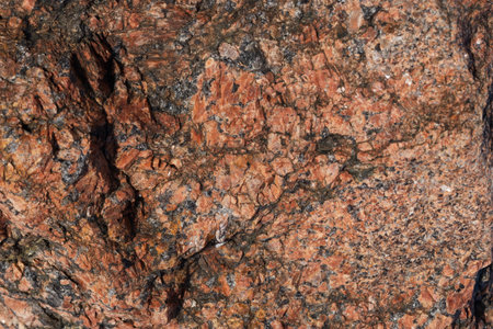 Texture and background of the stone relief surface of natural granite, top view. Texture of granite rock.の写真素材