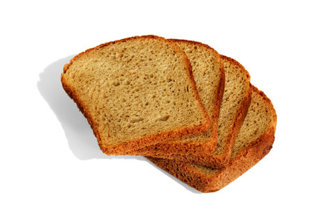 Several pieces of white bread.