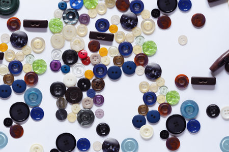 A variety of retro and original buttons.の写真素材