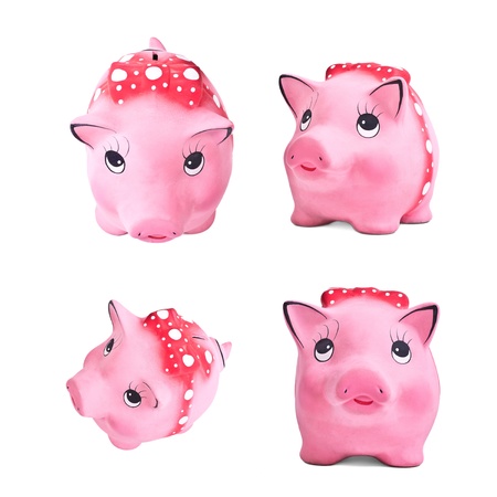 Set of piggy moneybox isolated on white backgroundの写真素材