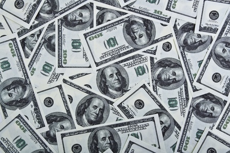 Background with american one hundred dollar billsの写真素材