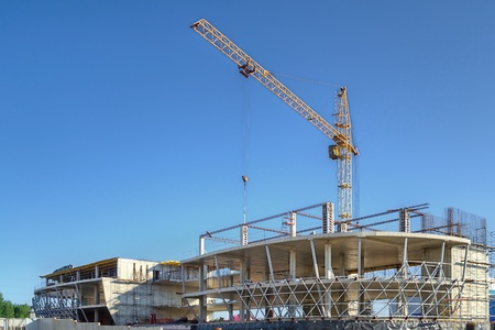 The construction of technopark in Koltsovo town  Russia, Novosibirsk region の写真素材