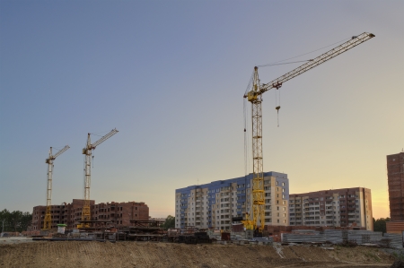 The construction of new apartment houses  Russia, Novosibirsk region の写真素材