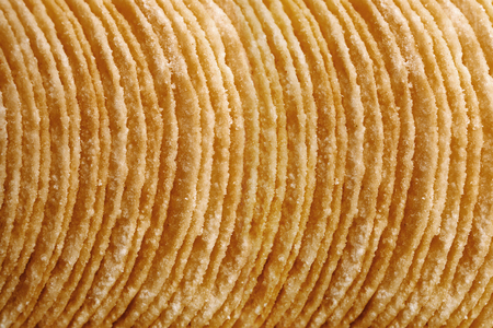 Stack of potato chips - macro shotの写真素材