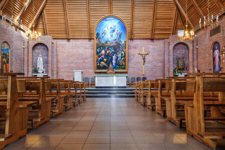 NOVOSIBIRSK, RUSSIA: JULY 22, 2014 - Interior in Transfiguration of Our Lord catholic cathedral in Novosibirskのeditorial素材