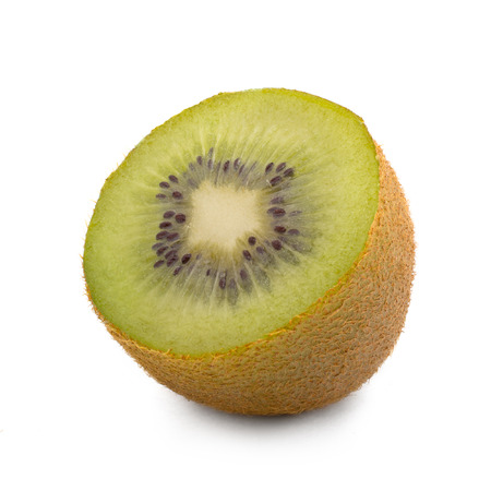 Half of fresh green natural kiwi isolated on white backgroundの写真素材