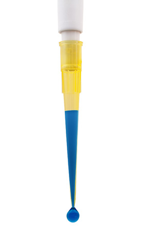 Macro shot of laboratory micro pipette isolated on white backgroundの写真素材