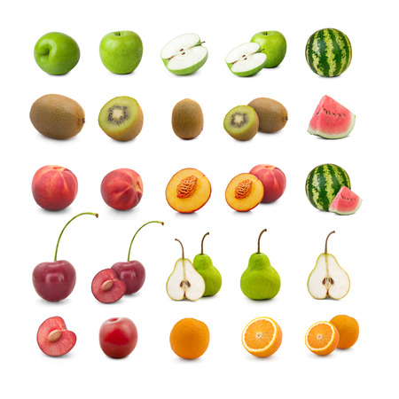 Set of fruits isolated on white backgroundの写真素材