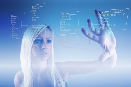 Girl with Database Tablesの写真素材