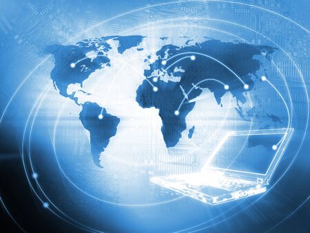 Laptop technology backgroundの写真素材