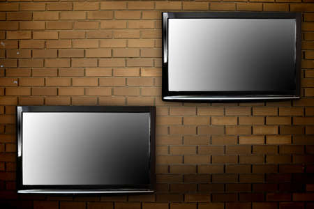 Plasma TVs on the wallの写真素材