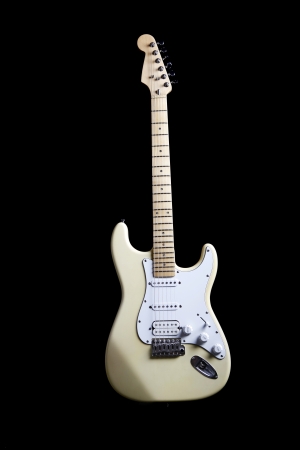 Electric guitar on black backgroundの写真素材