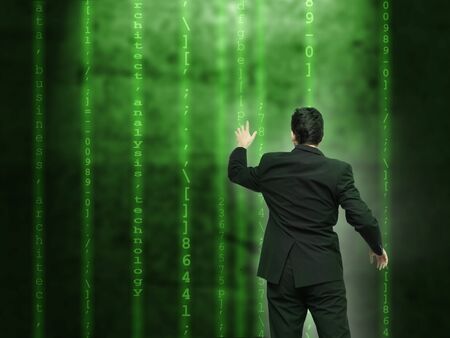 Businessman analysing source code - technology conceptの写真素材