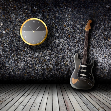Electric guitar in the empty room conceptの写真素材