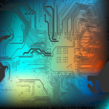 Microchip background - close-up of electronic circuit board with processorのイラスト素材