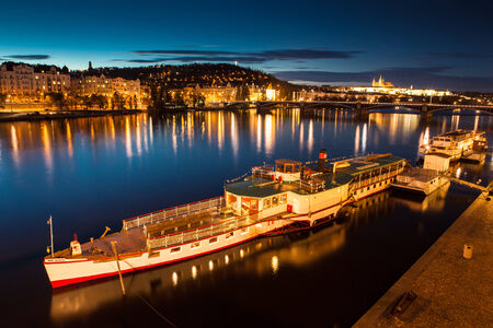 Prague by night, Czech Republic, Europeの写真素材