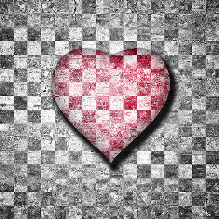 Grunge background with big red heartの写真素材