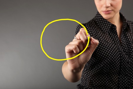 Concept of hands drawing project management blank chart on boardの写真素材