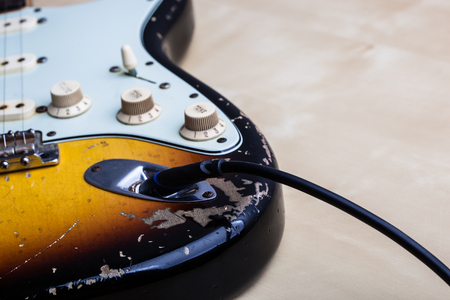 Vintage Heavy Relic Electric Guitar Close upの写真素材