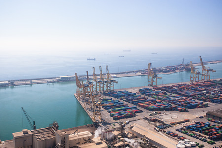 Harbor with lots of cargo in Barcelona, Spain, Europe. Industrial photoの写真素材