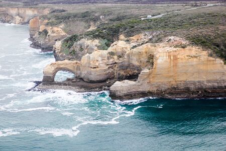 Famous beautiful 12 apostles in Australia from aboveの写真素材