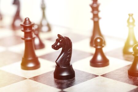 chess figures - strategy and leadership concept with special light effects