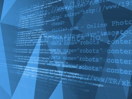 Source code technology background in blue