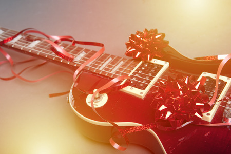 Electric guitar as a Christmass or birthday presentの写真素材