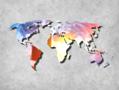 Abstract World Map background on wall with textureの写真素材