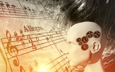 Raise of the machines in music - artificial intelligence, robot, cyborg conceptの写真素材