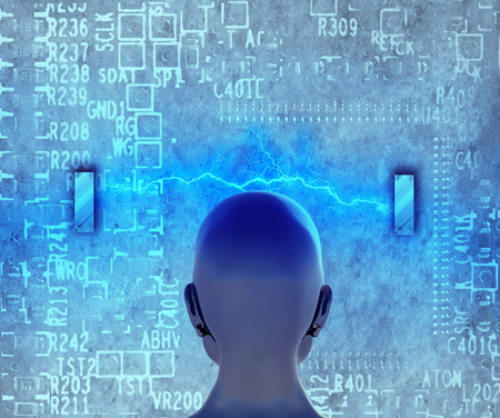 Concept of machine learning to improve artificial intelligence and its ability of thinkingの写真素材