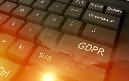 Concept of GRPR - general data protection regulation, keyboard backgroundの写真素材