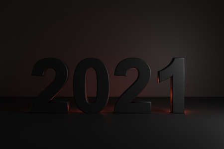 Happy New Year 2021. Numbers Banner, 3D rendering designの写真素材