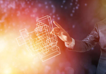 Big data analysis futuristic concept with network mesh and artificial intelligence, 3D rendering...